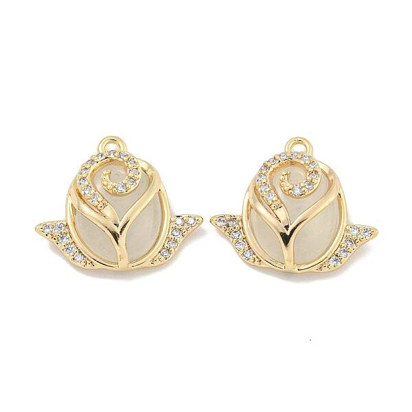 Brass Micro Pave Clear Cubic Zirconia Enamel Pendants