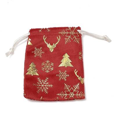 Gold Stamping Christmas Velvet Storage Bags
