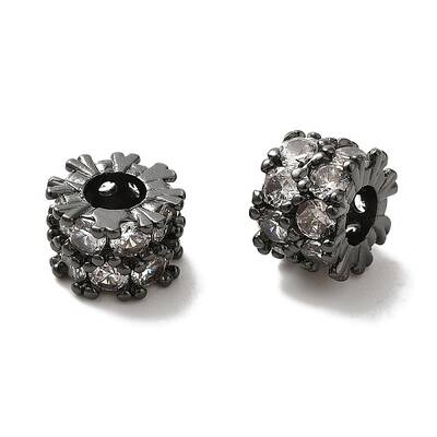 Brass Micro Pave Cubic Zirconia Beads