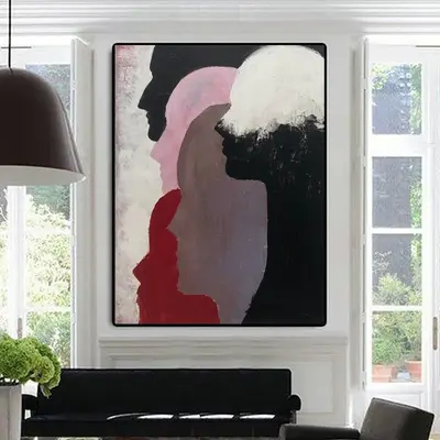 Abstract Painting on Canvas Figurative Wall Art Modern Colorful Artwork Human Silhouette Painting Heavy Textured Art | OTHER ...