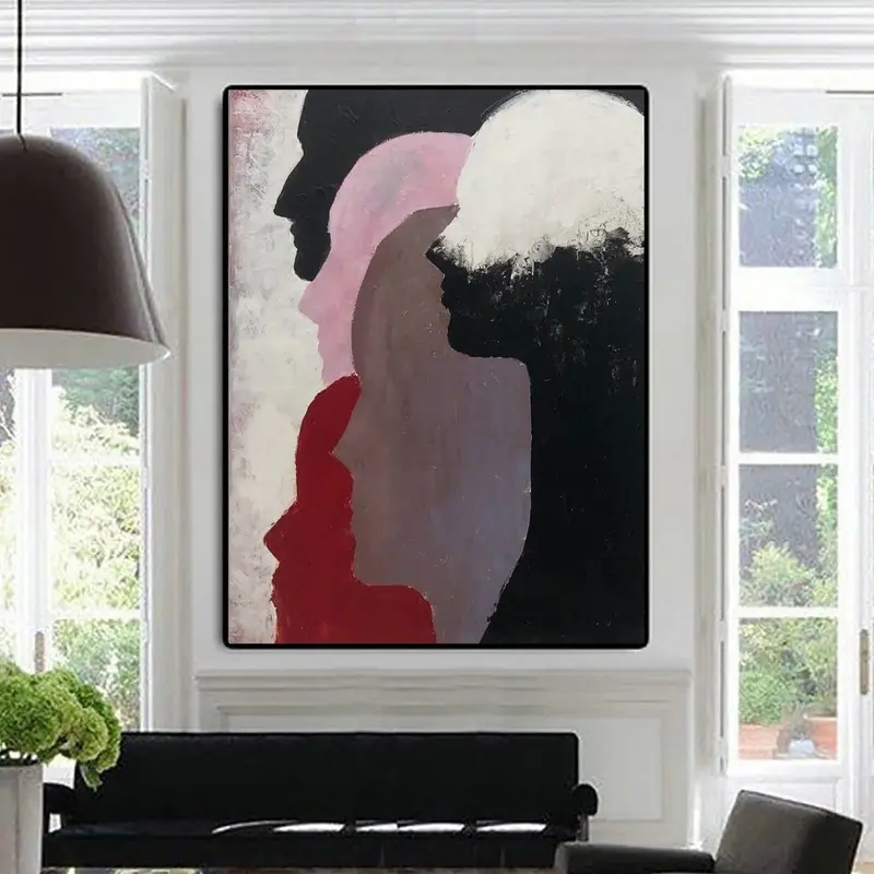 Abstract Painting on Canvas Figurative Wall Art Modern Colorful Artwork Human Silhouette Painting Heavy Textured Art | OTHER ...