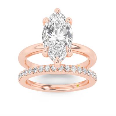 Fez Lab Grown Marquise Diamond Engagement Ring with the Orion Wedding Band | 10K Rose Gold 1 1/3 ct. tw.