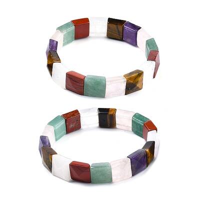 Natural Mixed Stone Beads Stretch Bracelets for Women Men