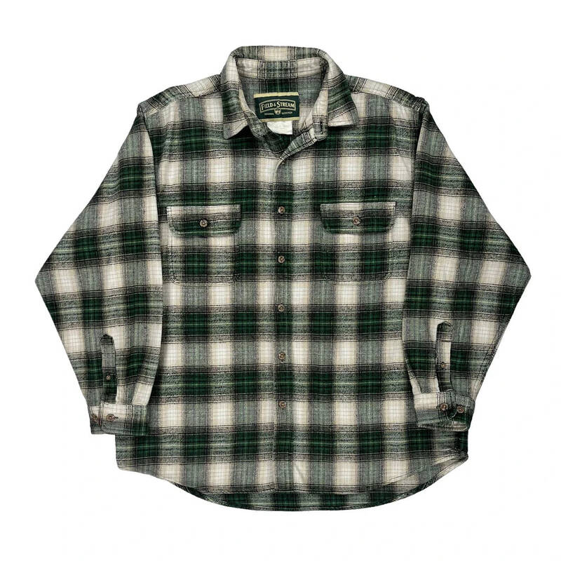 Field & Stream Checked Flannel Shirt - Large Green Cotton