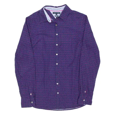 TOMMY HILFIGER Womens Shirt Purple Check Long Sleeve UK 8
