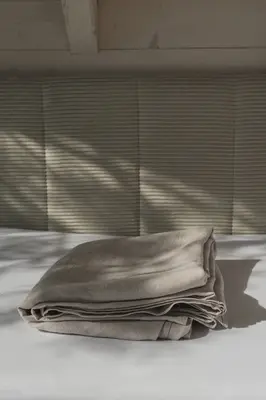 Linen flat sheet in Cream | Size: US Full/Double