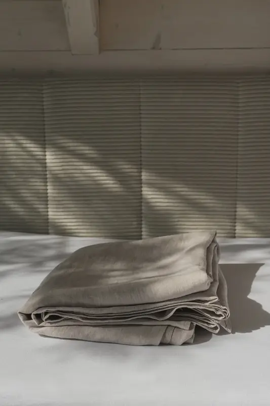 Linen flat sheet in Cream | Size: US Full/Double