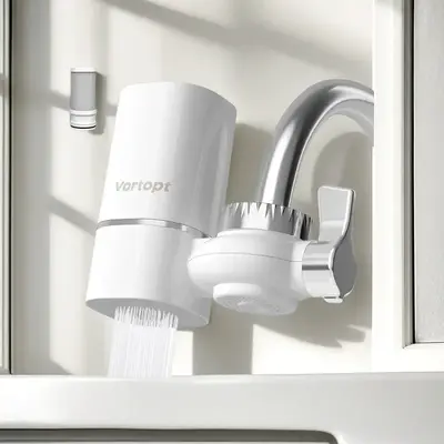5Vortopt sink faucet filter, simple installation, fast flowing -400 gallon faucet water filtration system, can improve skin q...
