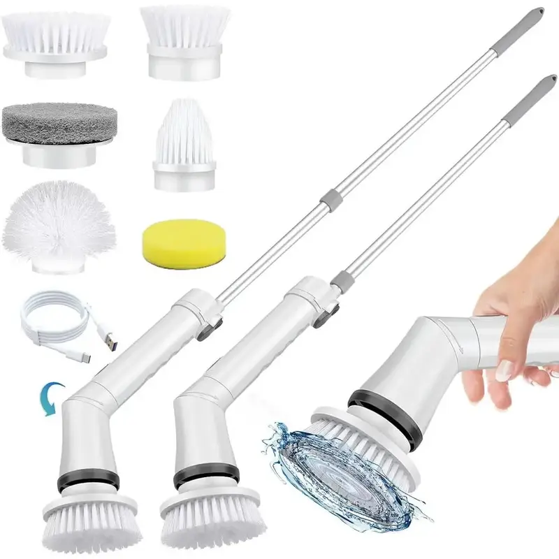 Electric Spin Scrubber, Rechargeable Electric Cleaning Brush with 6/12 Replaceable Brush Heads, Electric Scrubber Brushes fo...