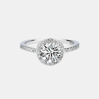 【#14】SYNTHETIC MOISSANITE ROUND RING – Classic Elegant Engagement/Wedding Jewelry for Women, Perfect Birthday/Valentine...