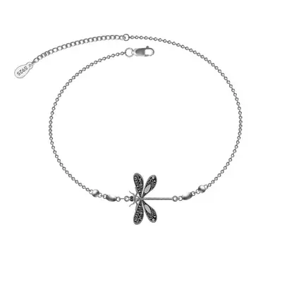 Sterling Silver Dragonfly Single Layer Anklet