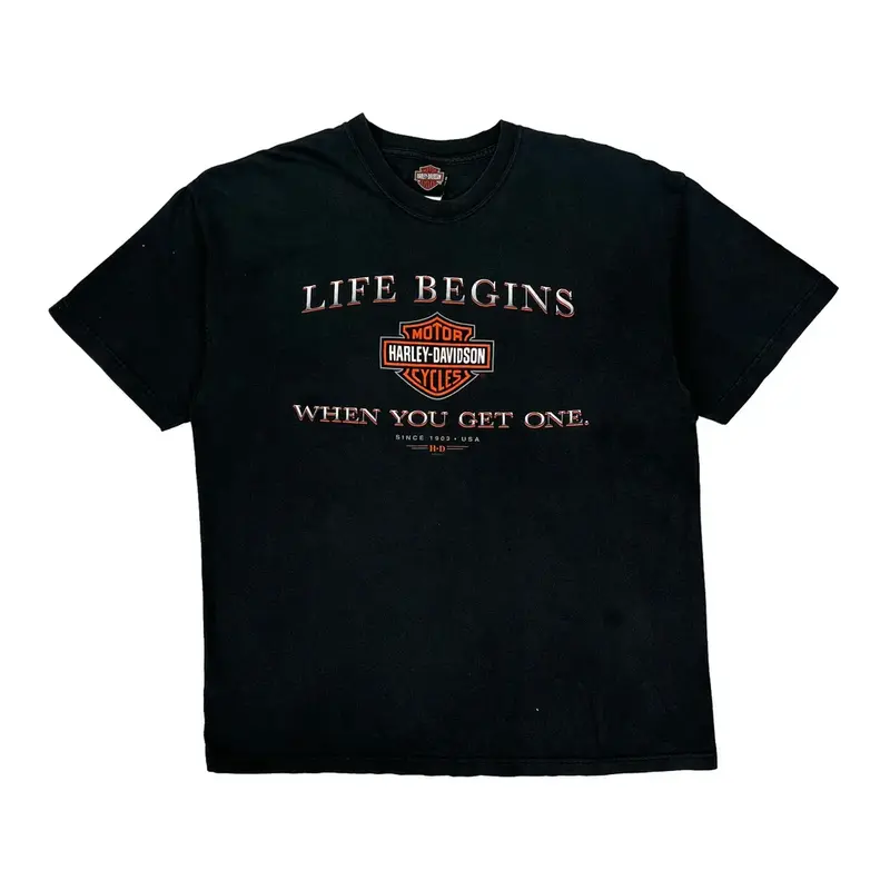 Made In Usa Hickory North Carolina Harley Davidson Graphic T-Shirt - XL Black Cotton