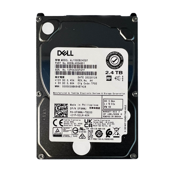 0F9NWJ Dell 2.4TB 12Gb/s SAS 10000 2.5-Inch Hard Drive