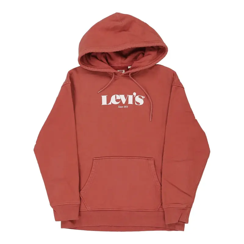 Levis Spellout Hoodie - Small Red Cotton Blend