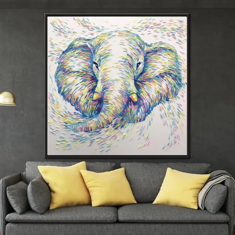 Original Artwork Elephant Painting Wild Nature Oil Animal Wall Art Living Room | YOUNG ELEPHANT