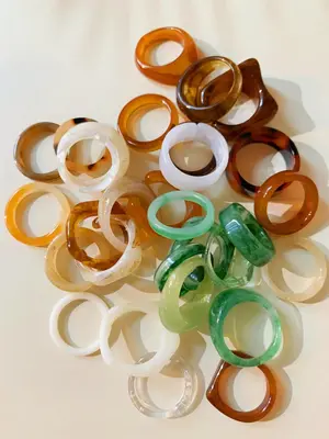 Summer Minimalist Vintage Style Halo Staining Design Irregularity Large Resin Rings Set, 2024 New Style Funky Unique Accessor...