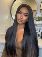 30inch Hd Lace Front Wig, Pre Plucked Ready To Wear, 13x5x1 Synthetic Lace Frontal Glueless Straight Wigs for Women 180 Densi...