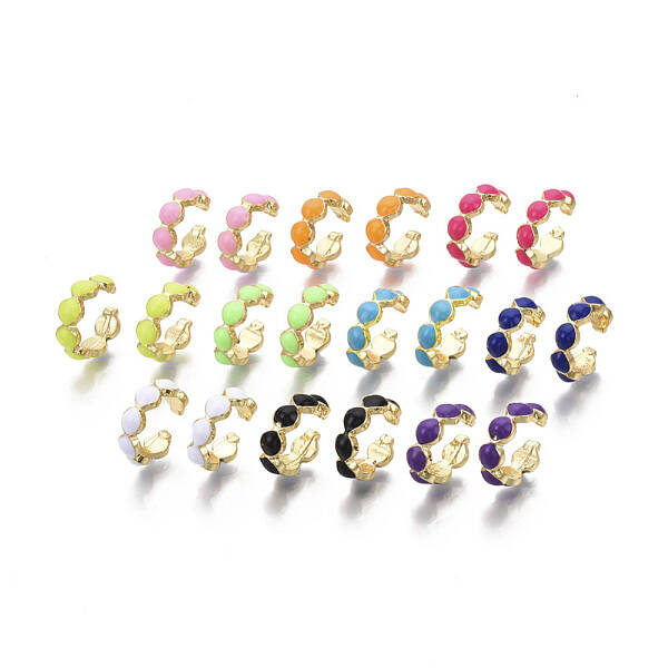 Brass Enamel Cuff Earrings