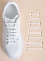 Silicone No Tie Shoe Laces for Footwear, Casual Minimalist Shoes Shoelaces, White Stretch Shoelaces for Sneakers, Sports Shoe...