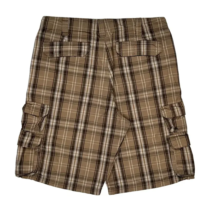 Lee Checked Cargo Shorts - 34W 11L Brown Cotton | Size: 34″ waist