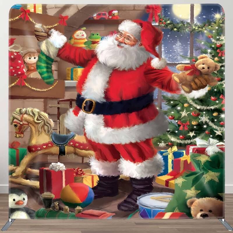 Aperturee Warm Gift Room Santa Night Christmas Square Backdrop | Xmas Backdrop | Christmas Photo Booth Backdrop | Christmas B...
