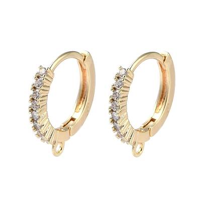 Brass Micro Pave Cubic Zirconia Hoop Earrings Findings