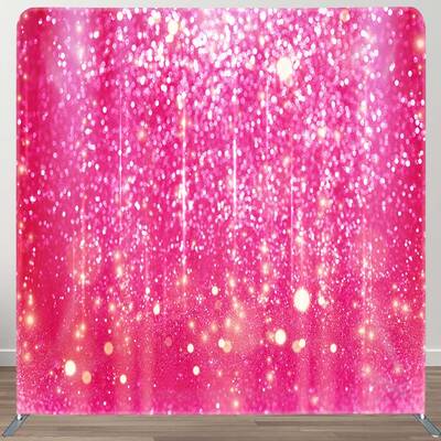Aperturee Hot Pink Gold Glitter Party Pillow Cover Backdrop, 6X6FT(1.8X1.8M), 111 USD, DSAH0E323-F, square double-sided backd...