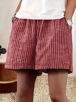 Women's Striped Print Pocket Elastic Waist Shorts, Casual Comfy Shorts for Summer, Women's Bottoms for Daily Wear, Soft Short...