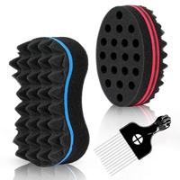3Pcs Hair Styling Set for All - Curl Brush, Twist Sponge for Textured Hair with Metal Pick Haircare Heatless