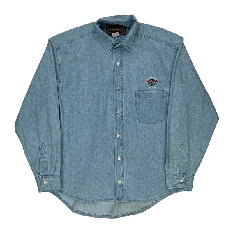 Chicago Hard Rock Cafe Denim Shirt - Medium Light Wash Cotton