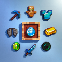 Magnetic Item and Item Frame - Pixel Prints 3D Print - Swappable Item