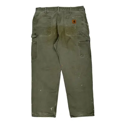 Carhartt Double Knee Carpenter Trousers - 35W 30L Green Cotton