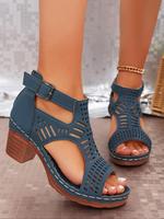 Fashionable Solid Color Lace Up Heeled Sandals, Casual Comfortable Sandals for Summer, Female All-match Shoes for Daily Wear,...