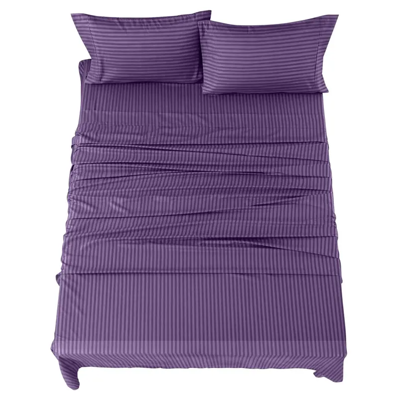 Lux Decor 4 Pc Stripe Pattern Sheet Set- Premium Quality Brushed Microfiber Upto 16\