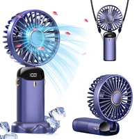 Portable Handheld Fan,8 Hours, Digital Display, 5 Speeds, USB Rechargeable Cooling Fan, Adjustable Fan for Home Office School...