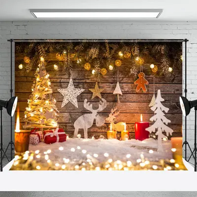 Light Wood Glitter Photo Booth Christmas Backdrop - Aperturee