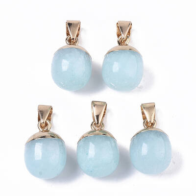 Top Golden Plated Natural White Jade Pendants