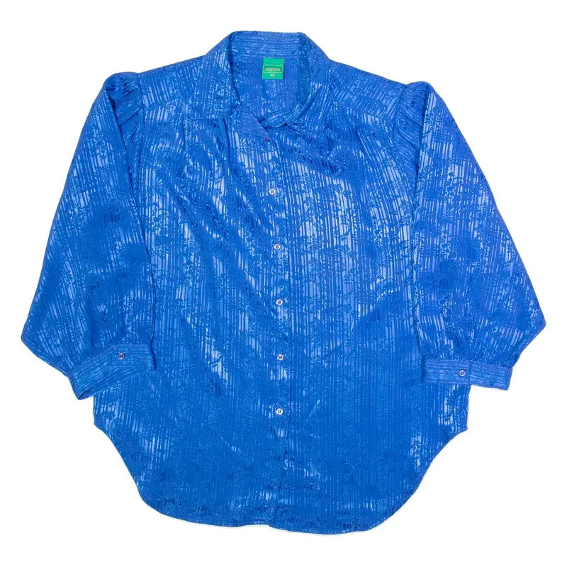 CANDA Womens Printed Blouse Blue Long Sleeve Striped L