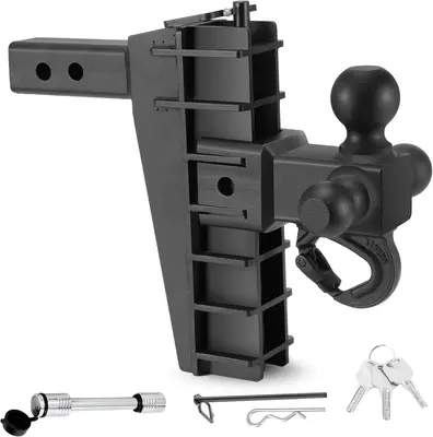 RENGUE Trailer Hitch with 8 INCH Adjustable Drop Hitch Ball Mount, 2 INCH Receiver, Truck Tow Hitches Dual Ball (1-7/8\