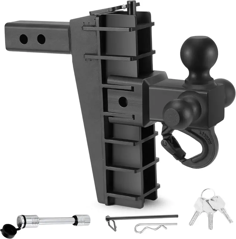 RENGUE Trailer Hitch with 8 INCH Adjustable Drop Hitch Ball Mount, 2 INCH Receiver, Truck Tow Hitches Dual Ball (1-7/8\