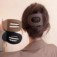 Solid Color Hair Clip, 4pcs Oval Acrylic Hair Clips Set for Women, No Trace Flat Large Hair Clip, Elegant Minimalist Frosted ...