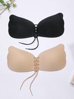 Women's Lace Up Strapless Self Adhesive Bra, Sticky Push Up Nipple Cover, Lady Summer Comfortable Lingerie Accessories, Su...