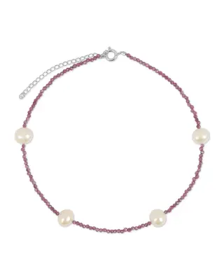 Grady Anklet - Multiple Colors | Metal Color: Silver | Gemstone: Ruby