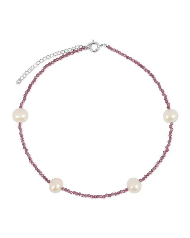 Grady Anklet - Multiple Colors | Metal Color: Silver | Gemstone: Ruby