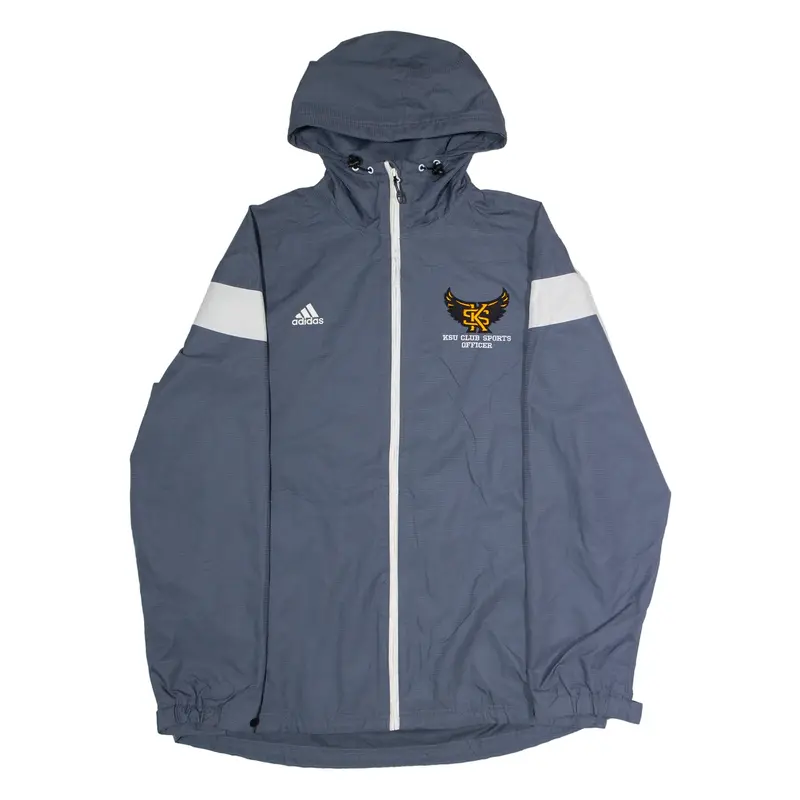 ADIDAS KSU Club Sports Officer Mens Rain Jacket Grey USA Hooded L