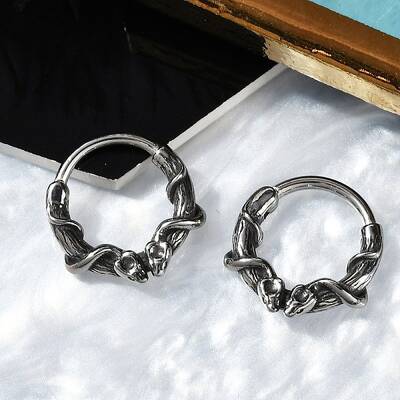 Snake 316 Surgical Stainless Steel Hoop Earrings