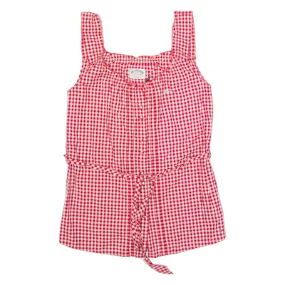 HILFIGER DENIM Belted Womens Oversized Top Red Sleeveless Gingham XS