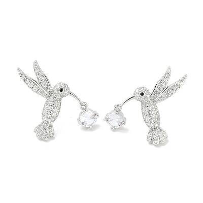 Rack Plating Brass Micro Pave Clear Cubic Zirconia Stud Earrings for Women