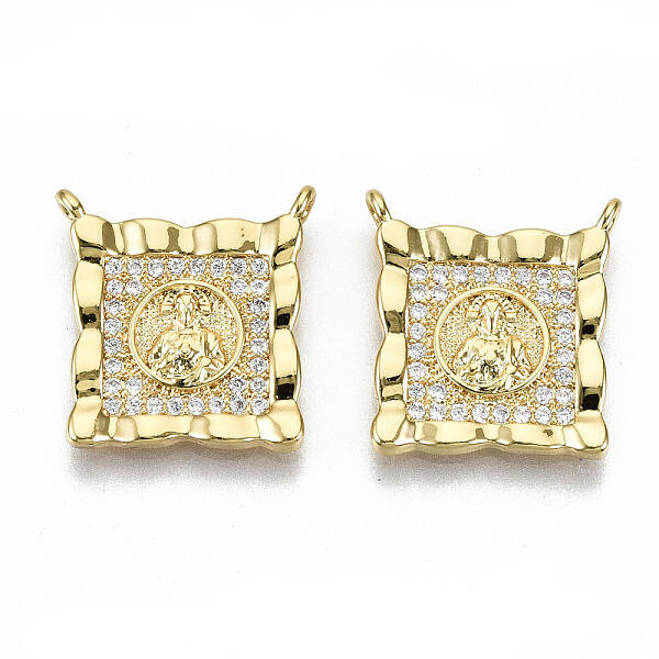 Brass Micro Pave Clear Cubic Zirconia Pendant Link