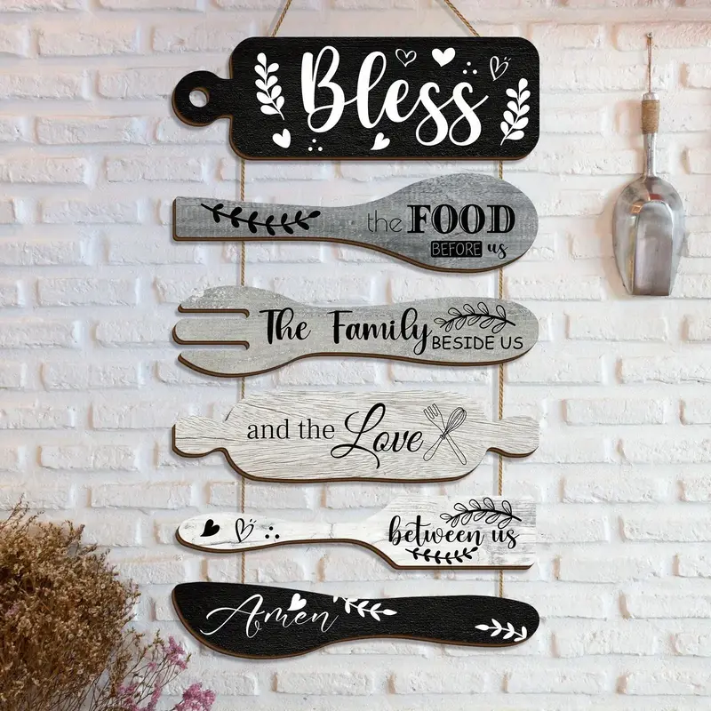 Wooden Kitchen Wall Decor, 1 Count Farmhouse Kitchen Wall Sign with Rope, Home Decor, Housewarming Gift, Home Wall Hanging De...